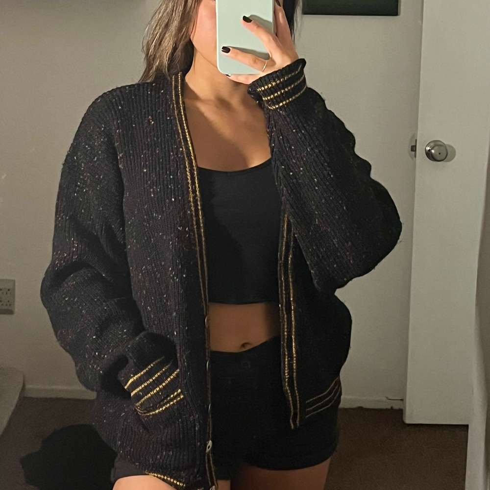 Vibrant black knit cardigan
